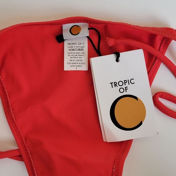TropicofC Red String Size Small Praia Bikini Bottoms NWT - Picture 4 of 5